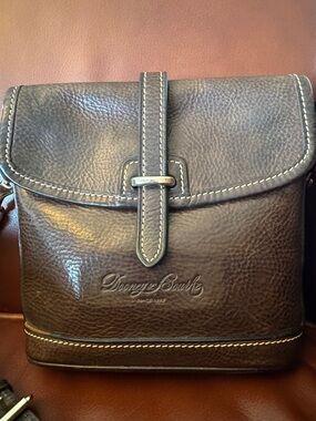 Dooney & Bourke Dark Brown Pebbled Leather Messenger Bag